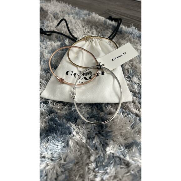 NEW Coach SET 3 Signature Bangles/BRACELETS- GOLD, SILVER, ROSE GOLD - Picture 2 of 5